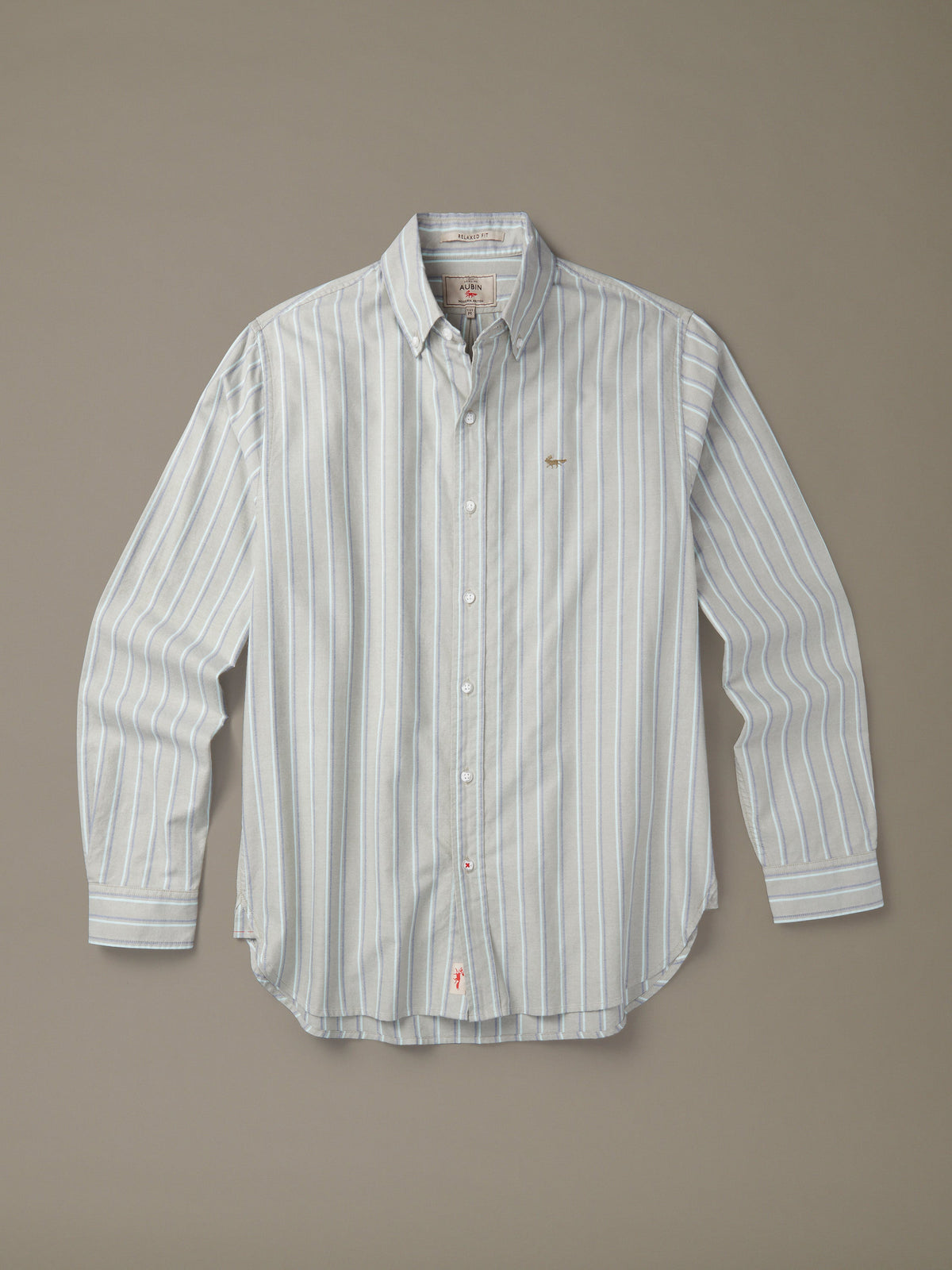 Aubin Peppermint Tramline Stripe Walesby Lightweight Relaxed Oxford Shirt | Oxford Shirt