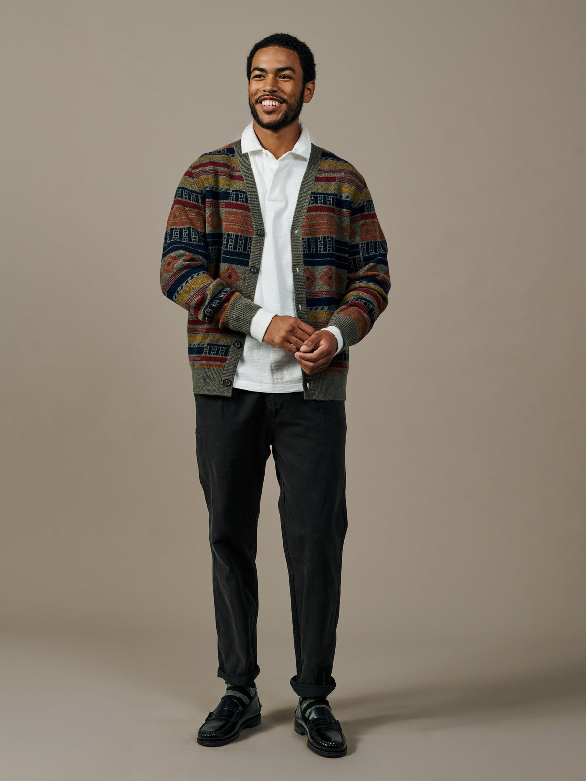 Aubin Khaki Mix Baysdale Cashmere Blend Cardigan | Cardigan