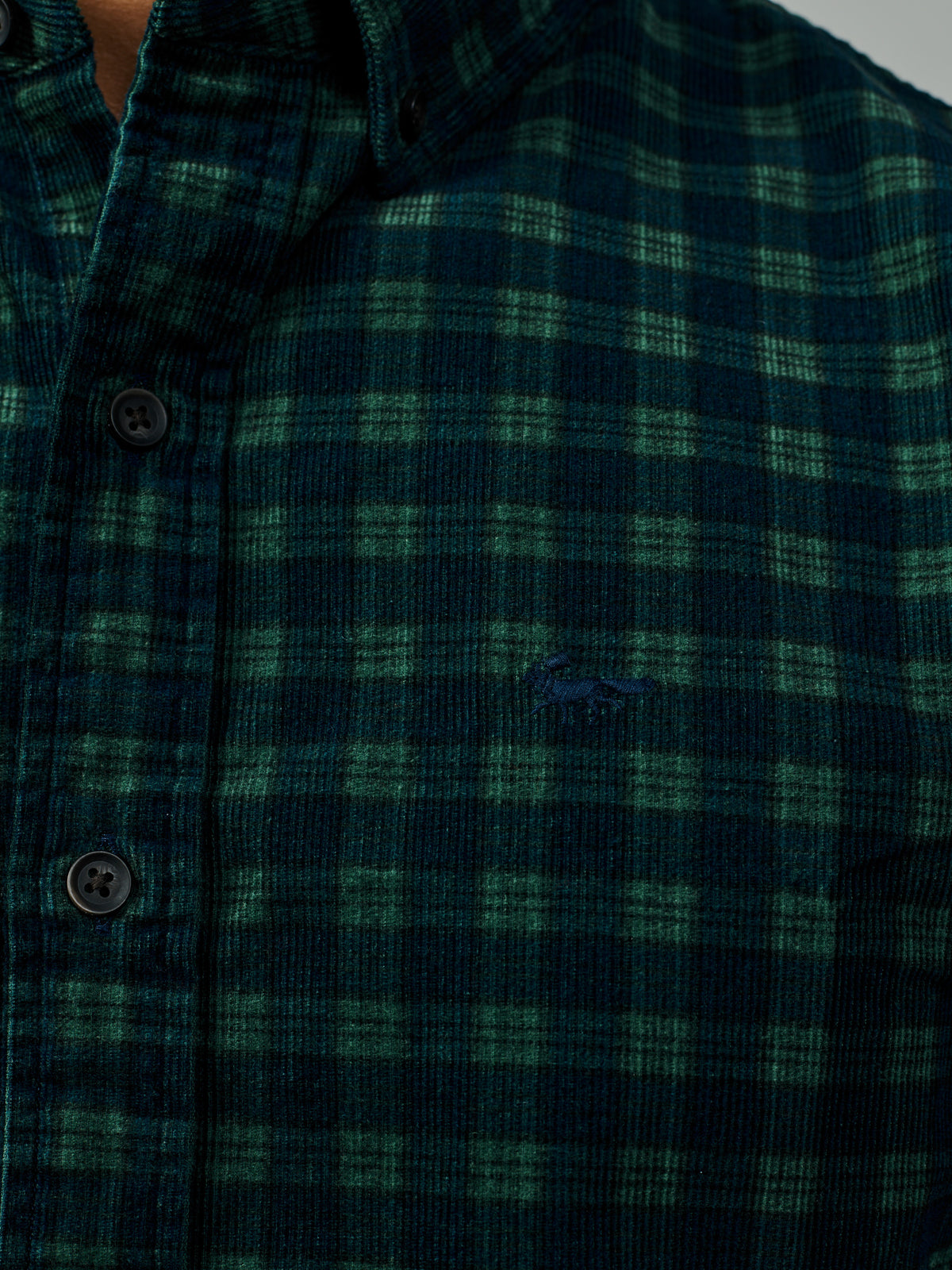 Aubin Navy Check Edmund Cord Shirt | Cord Shirt