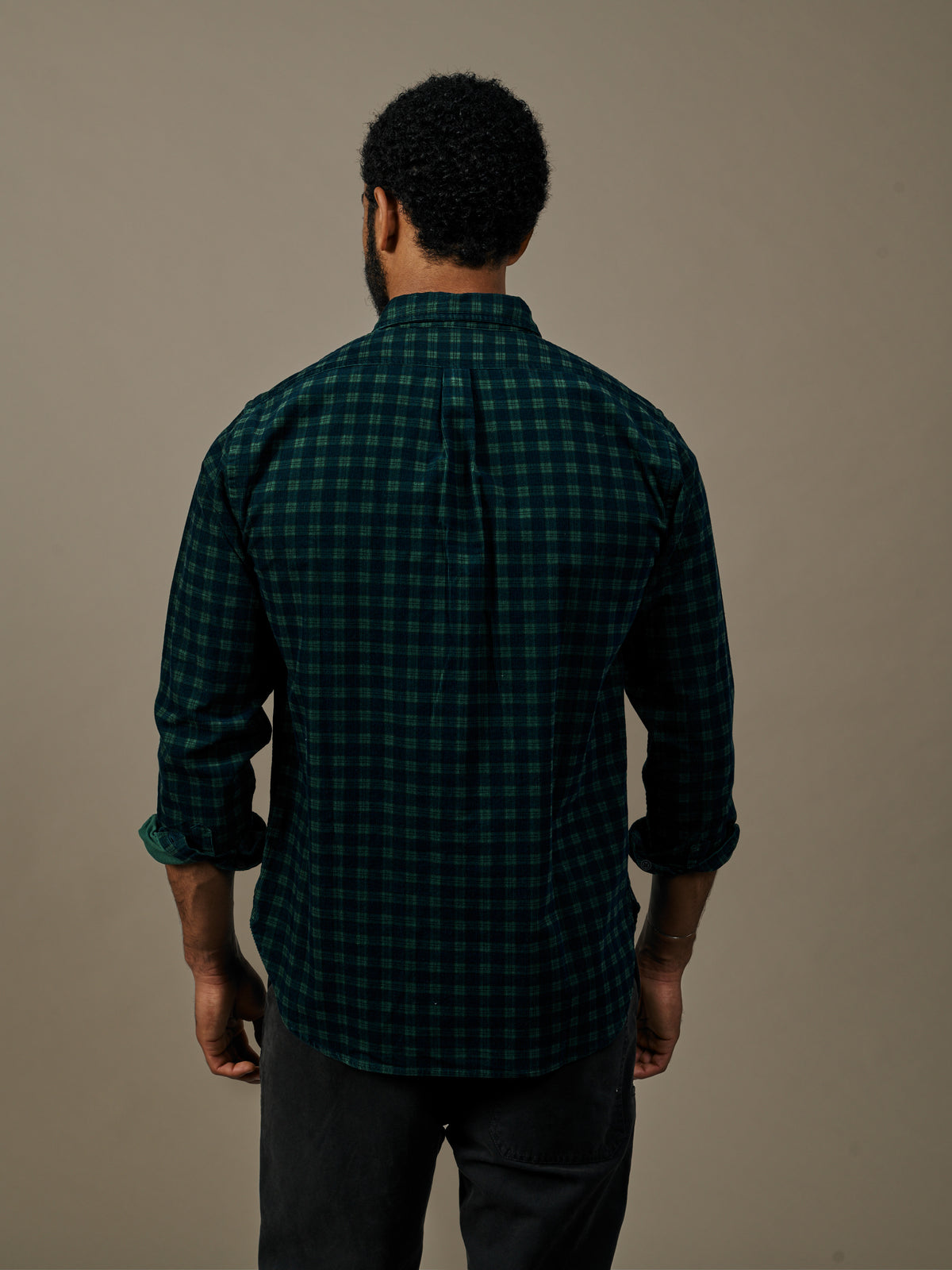 Aubin Navy Check Edmund Cord Shirt | Cord Shirt