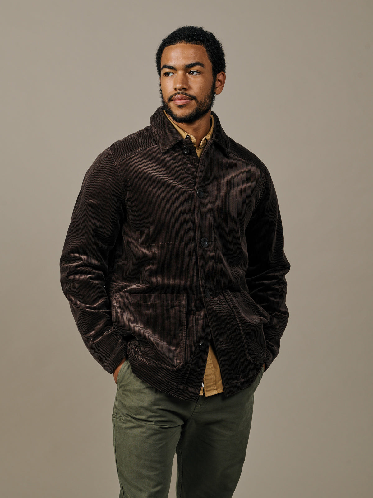 Aubin Dark Chocolate Tothby Cord Car Coat | Cord Jacket