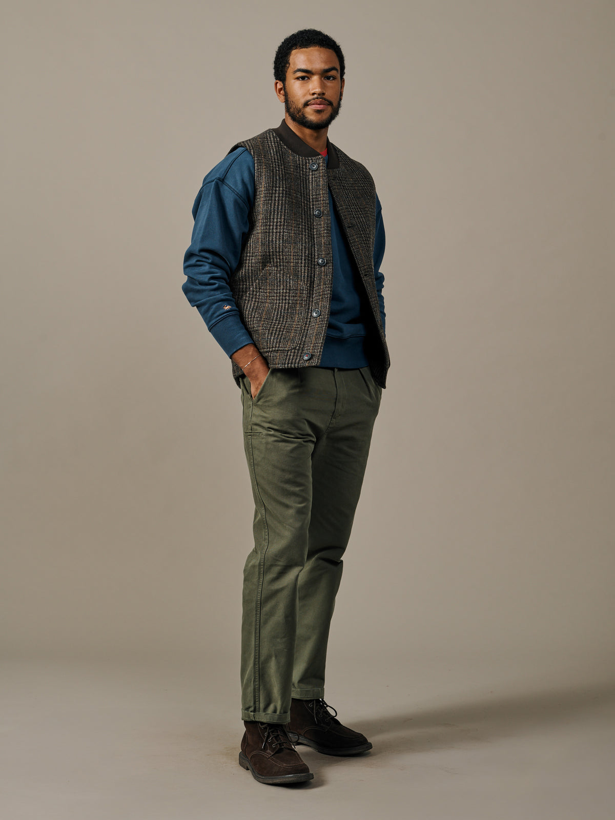 Aubin Check Humby Wool Gilet | Gilet