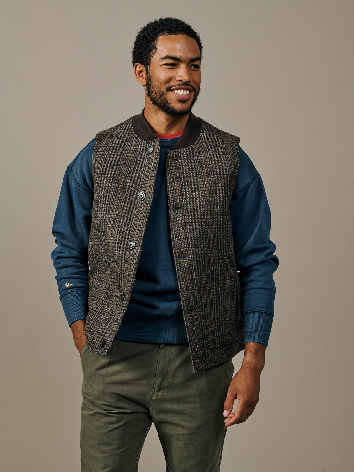 Aubin Check Humby Wool Gilet | Gilet