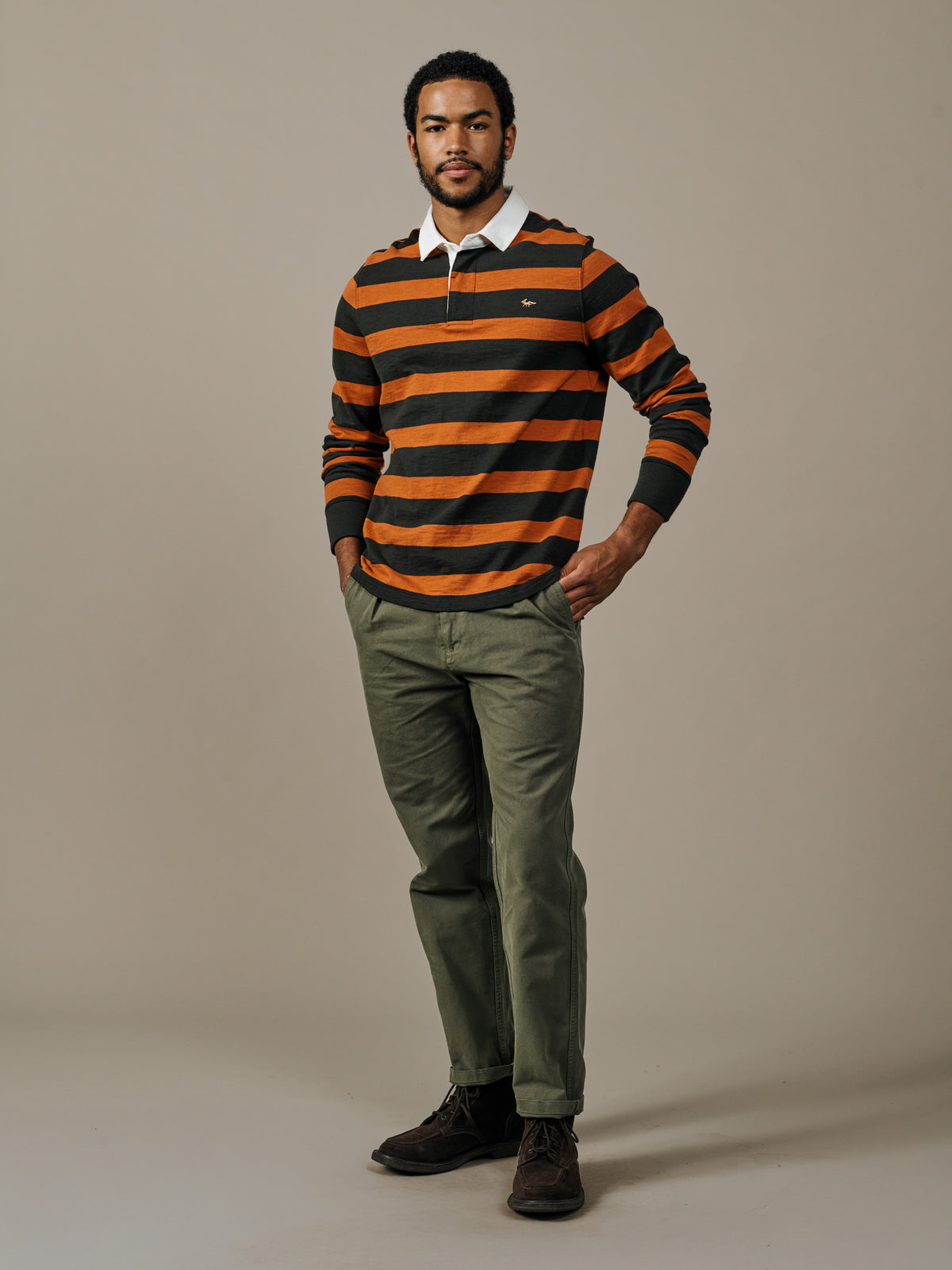 Aubin Washed Black/Ginger Irnham Rugby Shirt | Rugby Shirts