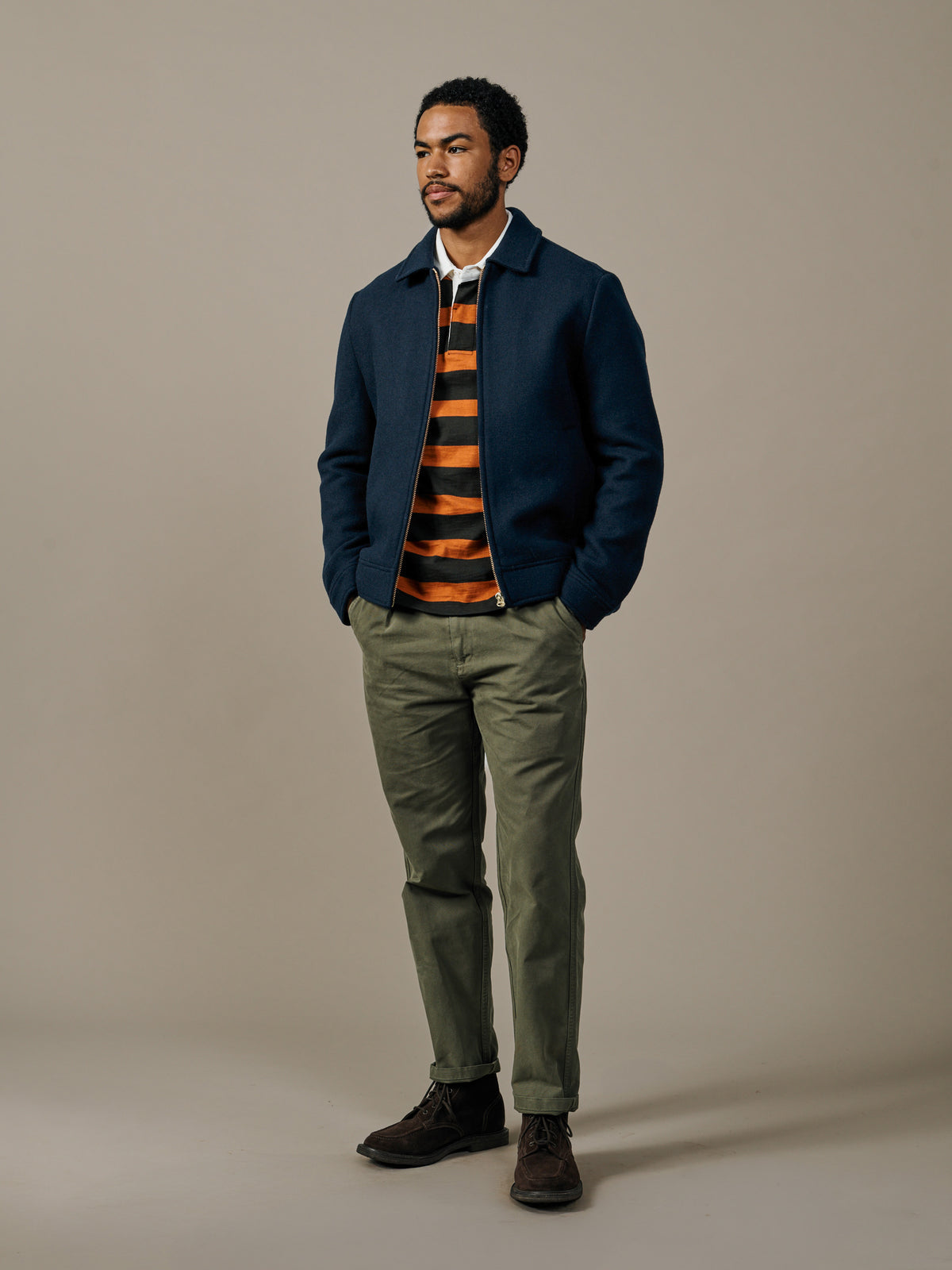 Aubin Navy Kinsley Wool Harrington | Harrington