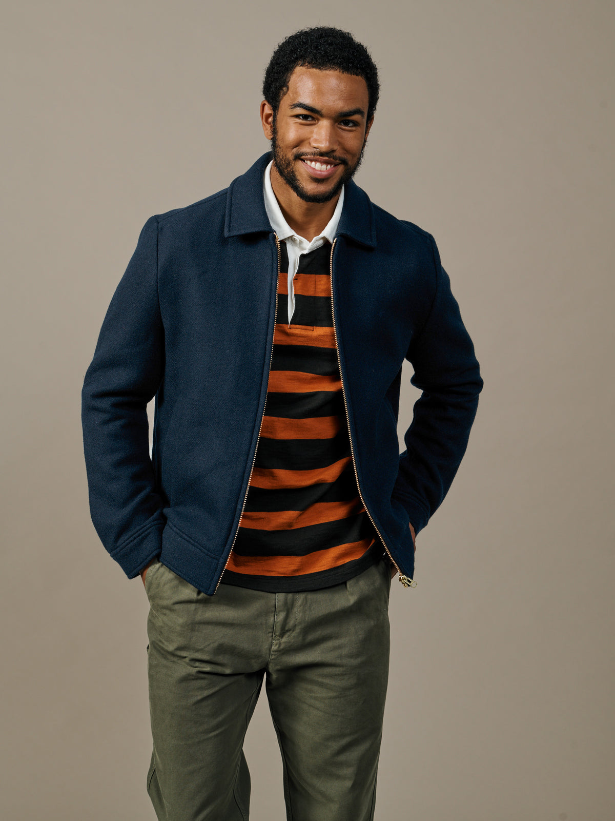 Aubin Navy Kinsley Wool Harrington | Harrington