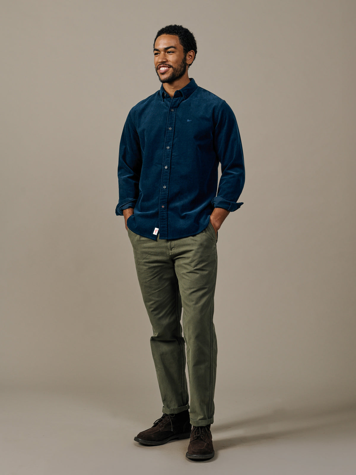 Aubin Navy Edmund Cord Shirt | Cord Shirt