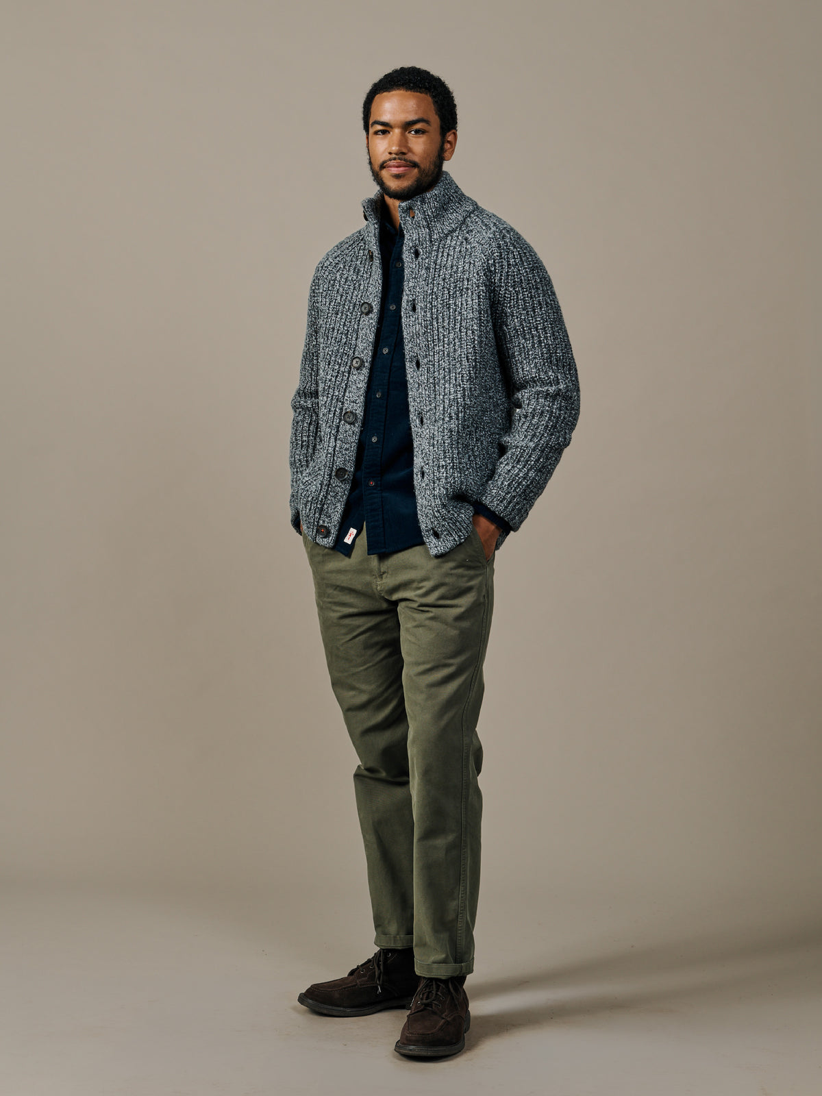 Aubin Charcoal Mix Boyds Button Through Cardigan | Cardigan