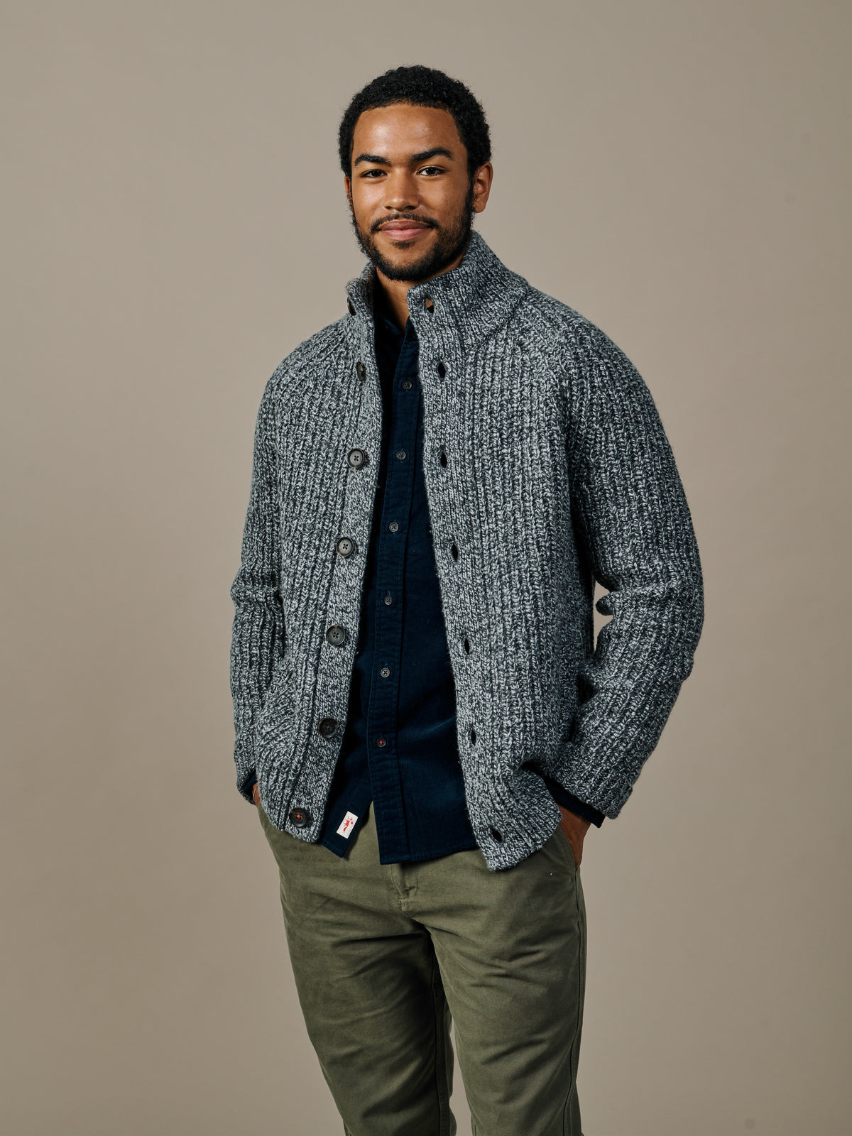 Aubin Charcoal Mix Boyds Button Through Cardigan | Cardigan