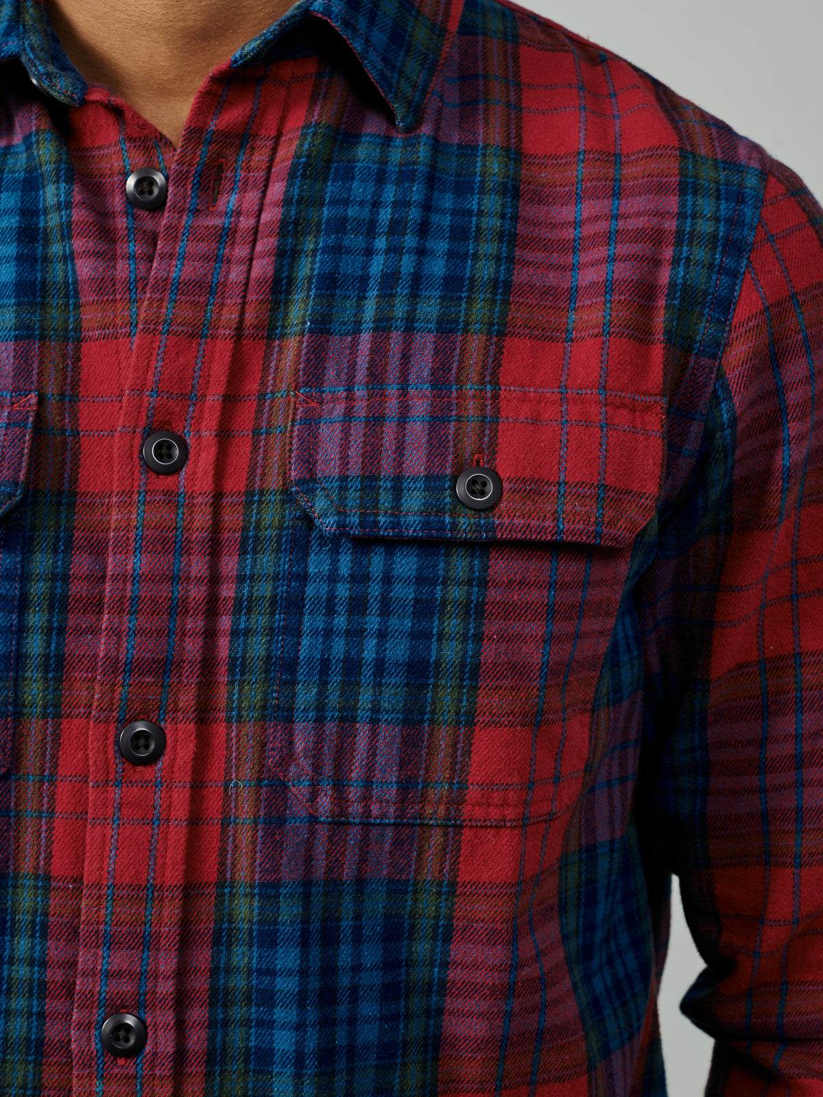 Aubin Dark Claret Check Crowle Flannel Shirt | Checked Shirt