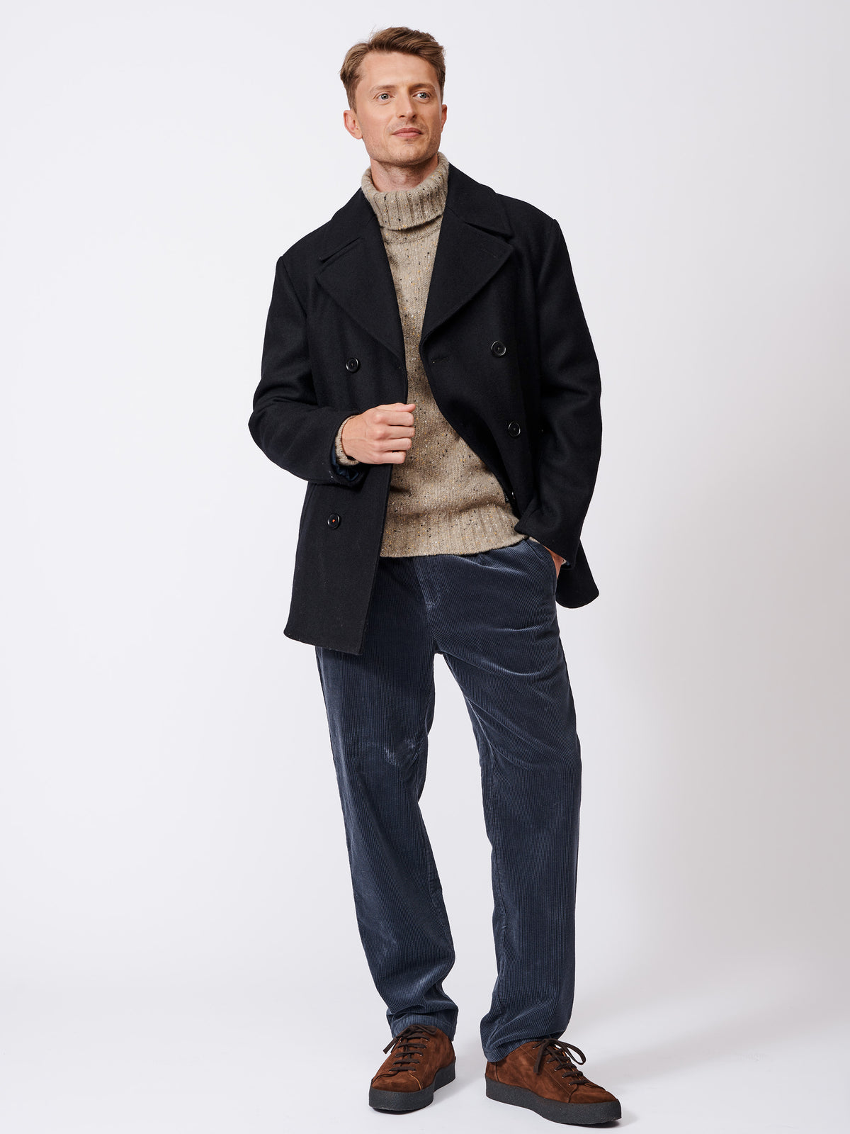 Aubin Navy Saltaire Wool Peacoat | Peacoat