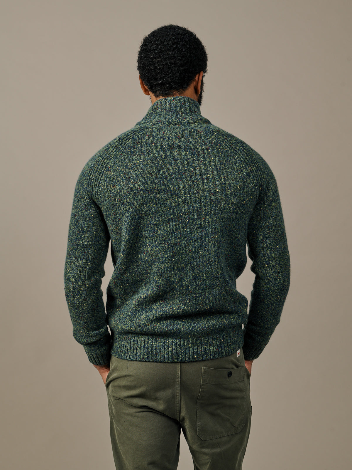 Aubin Khaki Firsby Conceald Button Neck Jumper | Button Neck