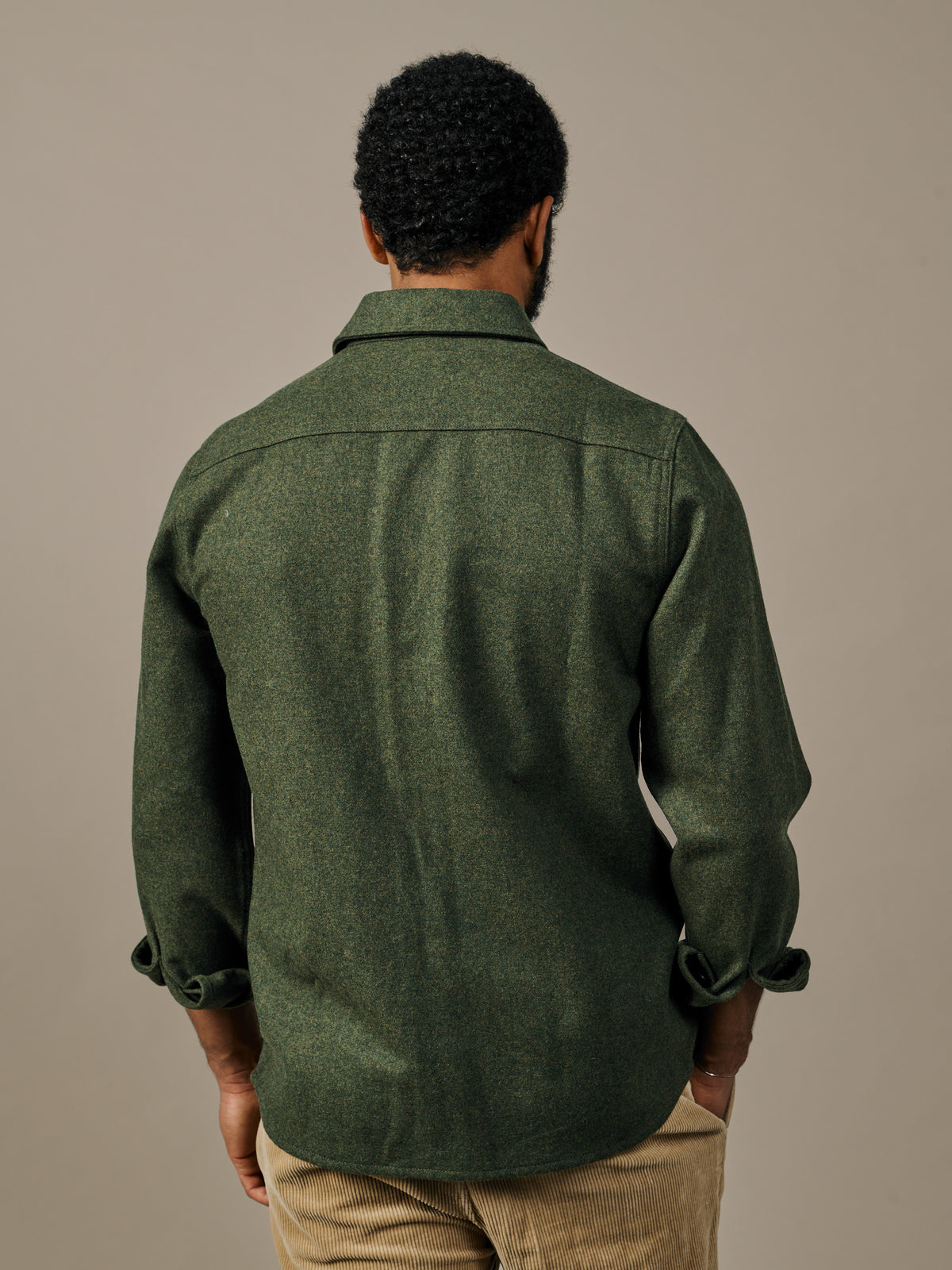 Aubin Dark Khaki Lysaghts Wool Overshirt | Overshirt