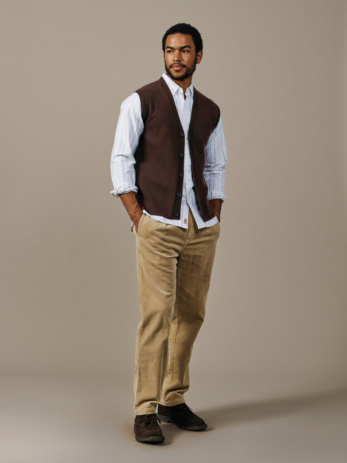 Aubin Chocolate Portman Extra Fine Merino Waistcoat | Waistcoat