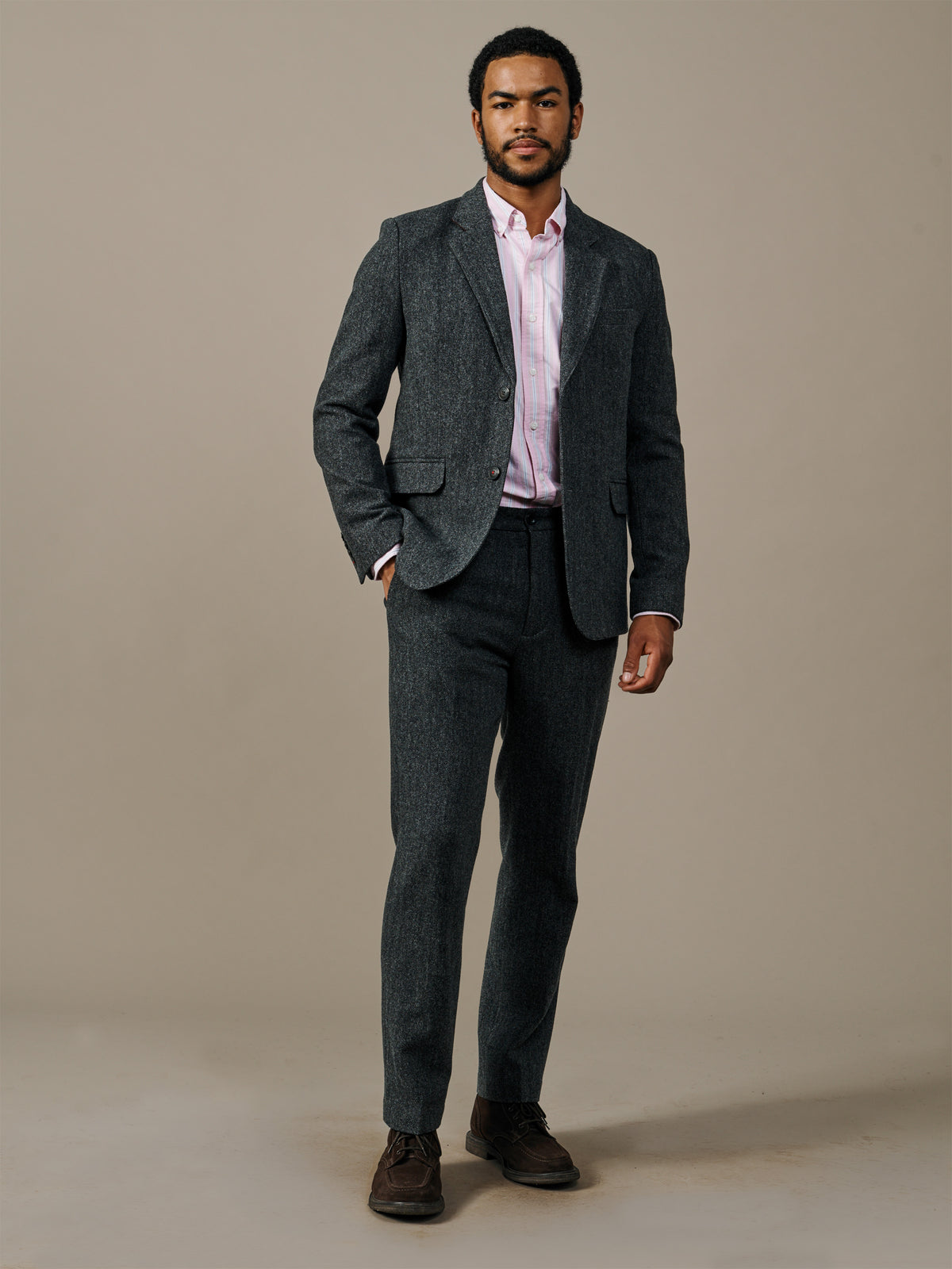 Aubin Grey Herringbone Marlborough Wool Suit Jacket | Suit Jackets