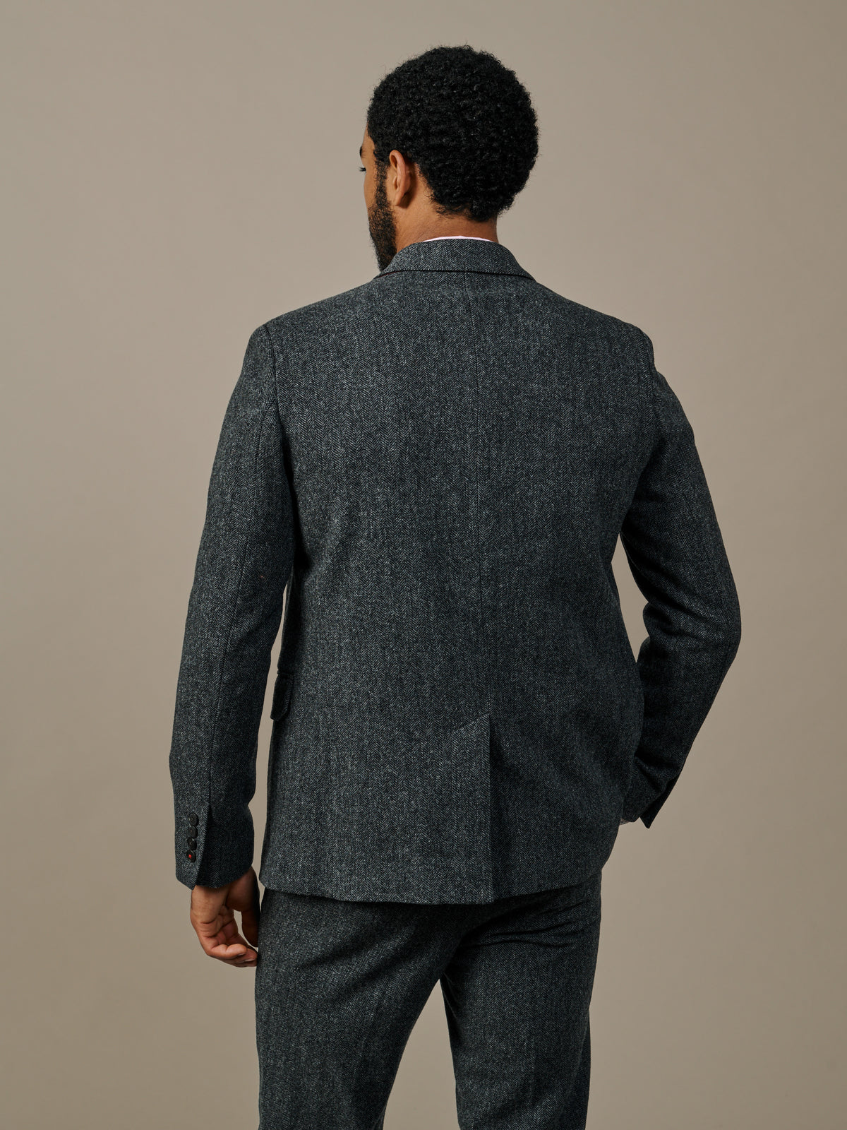 Aubin Grey Herringbone Marlborough Wool Suit Jacket | Suit Jackets