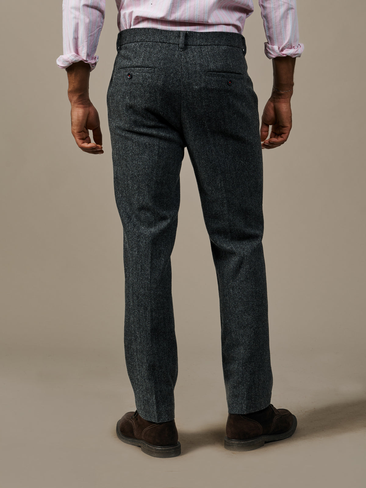 Aubin Grey Herringbone Marlborough Wool Suit Trouser | Suit Trousers