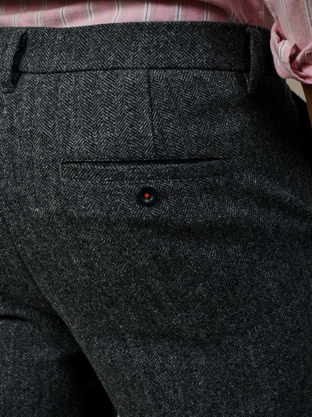Aubin Grey Herringbone Marlborough Wool Suit Trouser | Suit Trousers