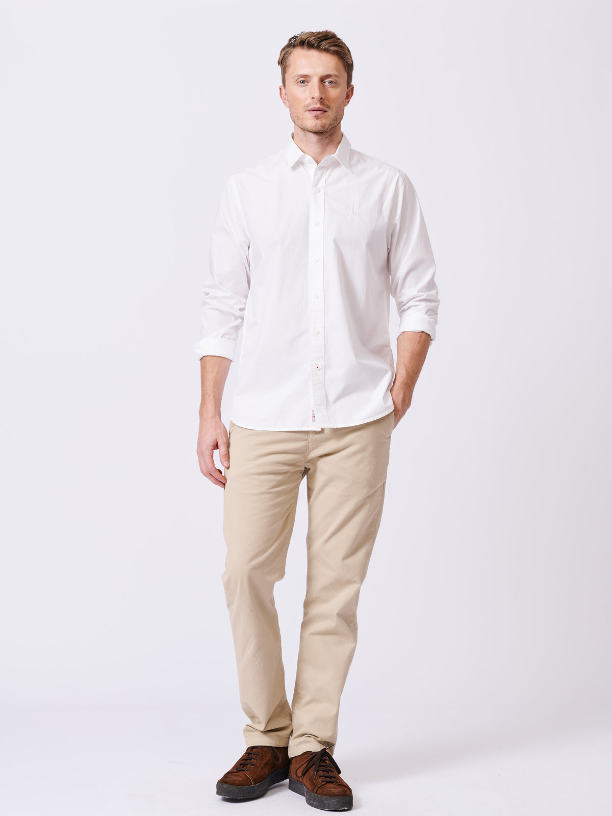 Aubin White Chase Poplin Shirt | Poplin Shirt