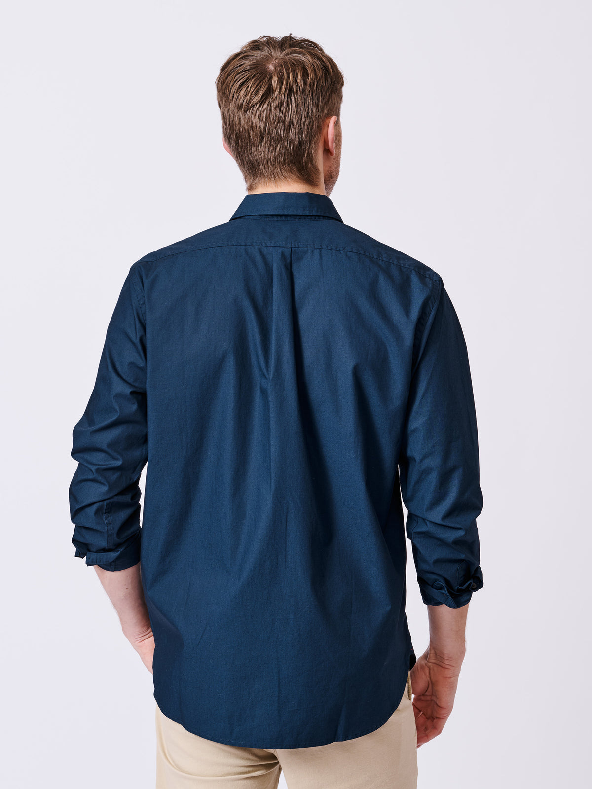 Aubin Navy Chase Poplin Shirt | Poplin Shirt