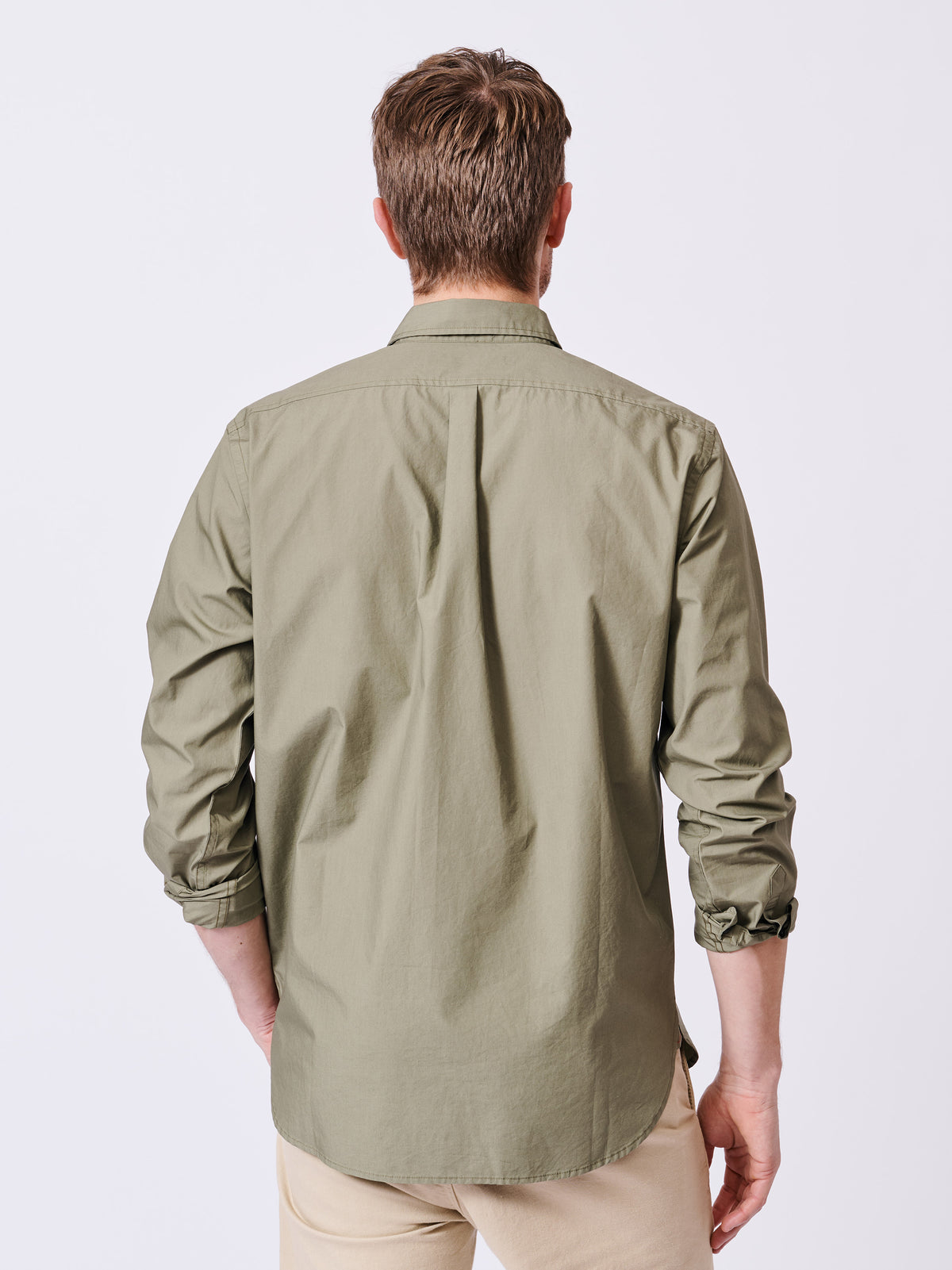 Aubin Khaki Chase Poplin Shirt | Poplin Shirt