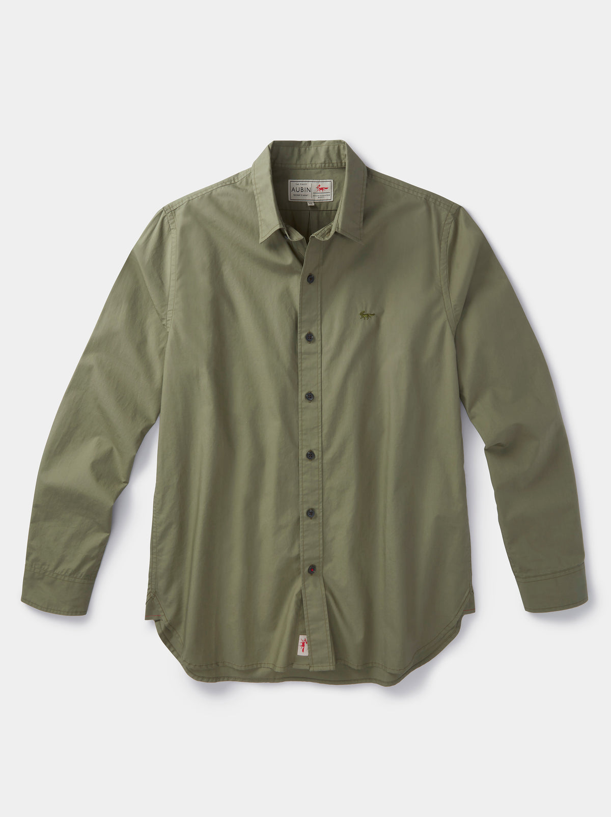 Aubin Khaki Chase Poplin Shirt | Poplin Shirt