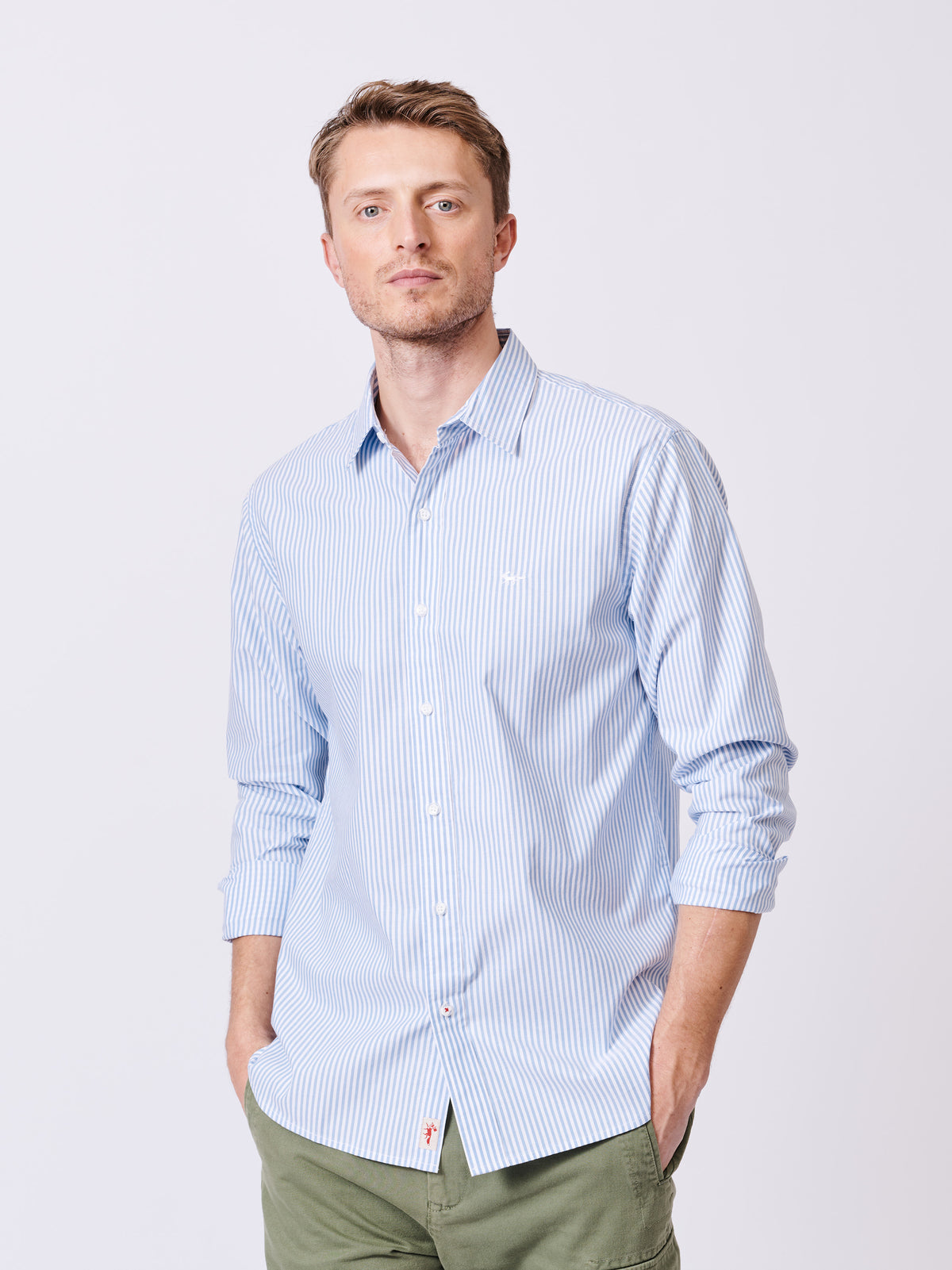 Aubin Blue Stripe Chase Poplin Shirt | Poplin Shirt