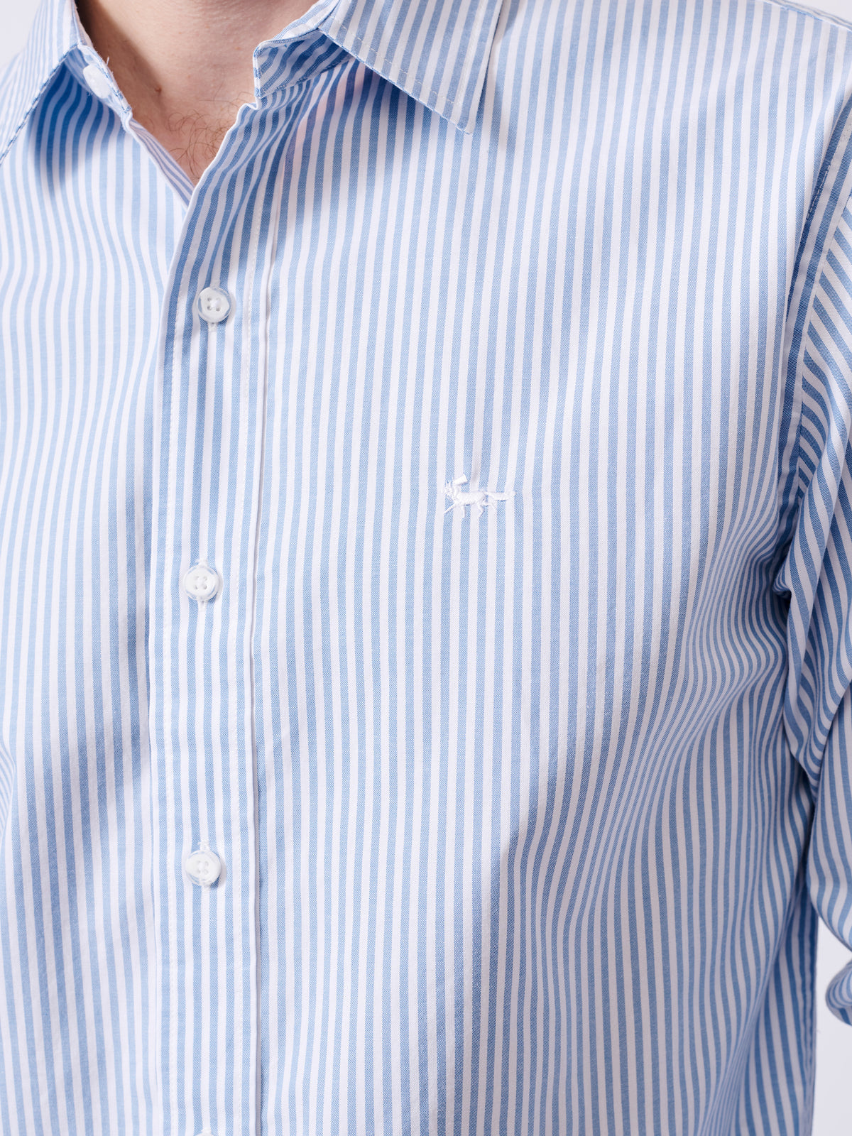Aubin Blue Stripe Chase Poplin Shirt | Poplin Shirt