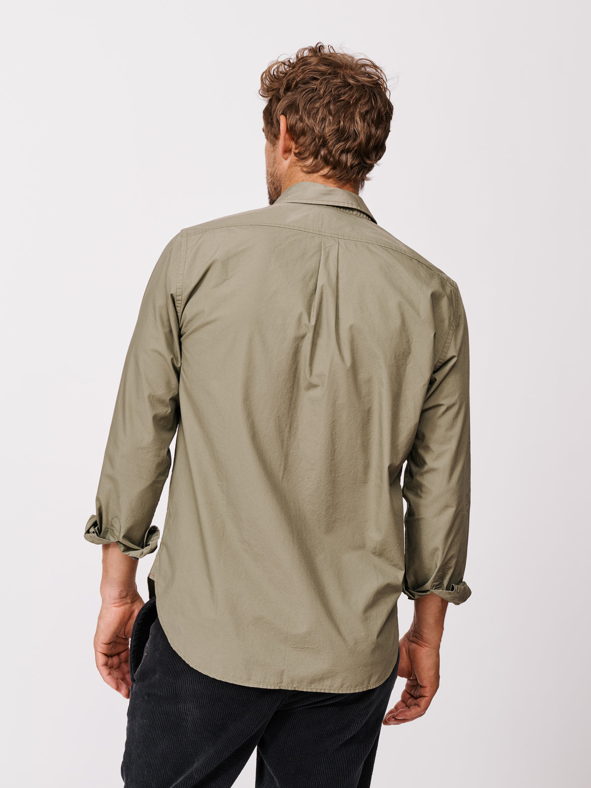 Aubin Light Khaki Chase Poplin Shirt | Poplin Shirt