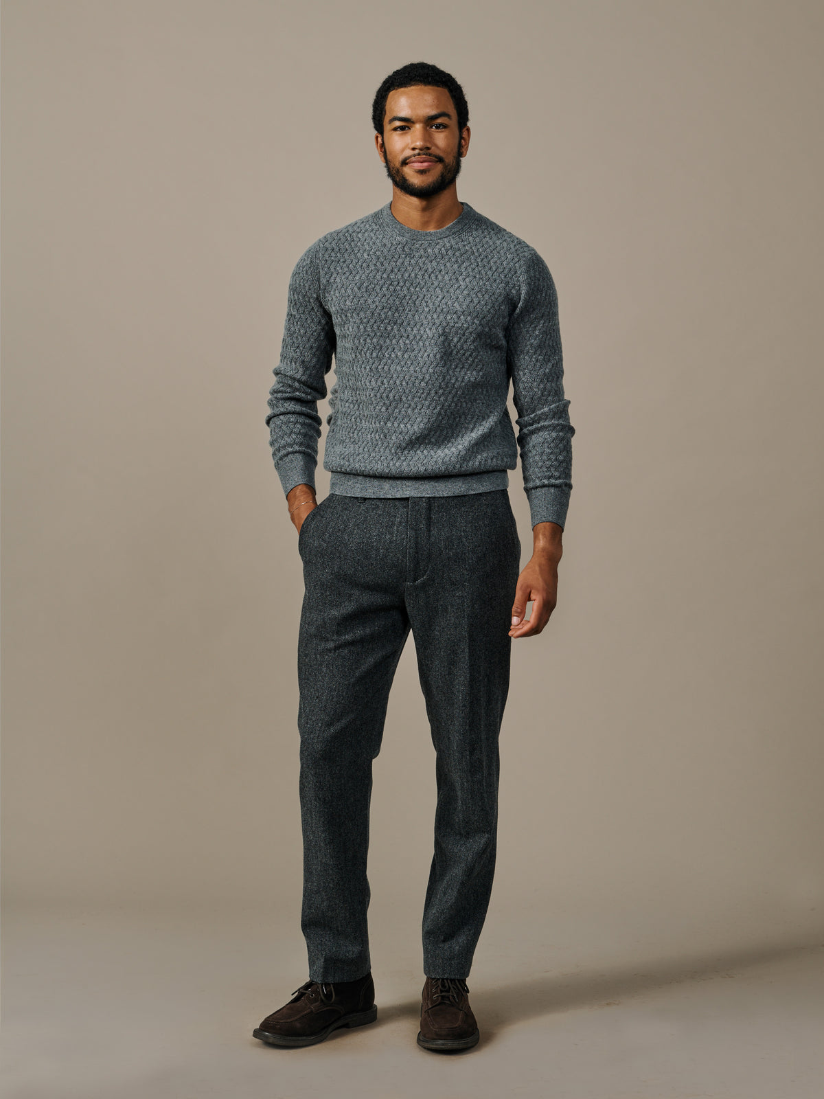 Aubin Grey Marl Oswald Cashmere Blend Crew Neck Jumper | Crew Neck