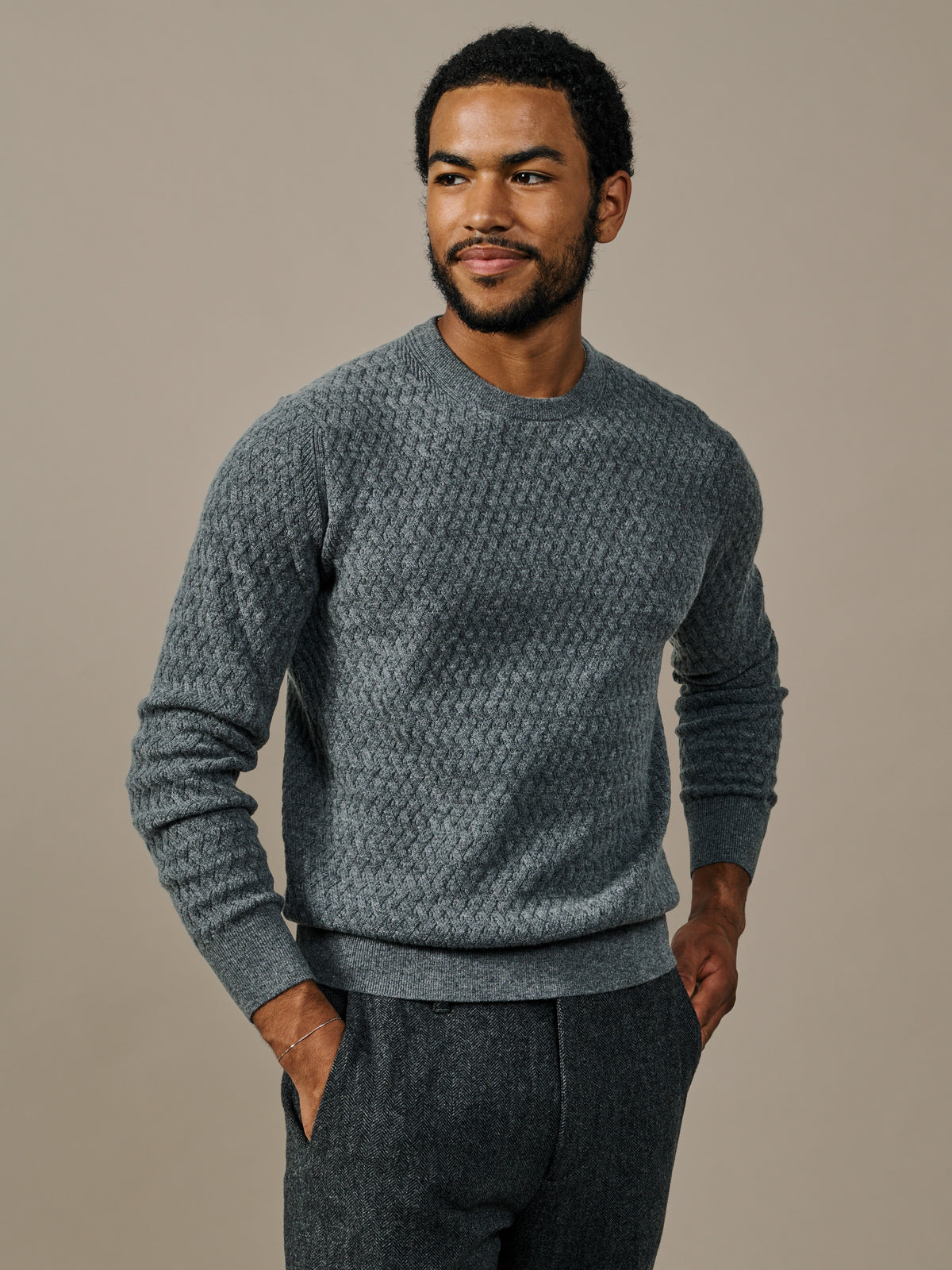 Aubin Grey Marl Oswald Cashmere Blend Crew Neck Jumper | Crew Neck