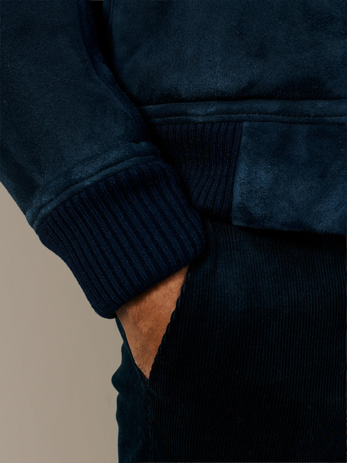Aubin Navy Sheepskin Bomber Jacket | Jacket