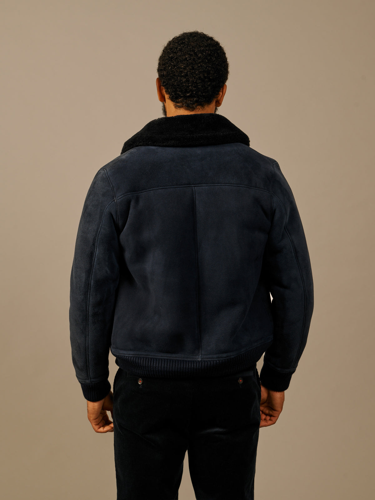 Aubin Navy Sheepskin Bomber Jacket | Jacket