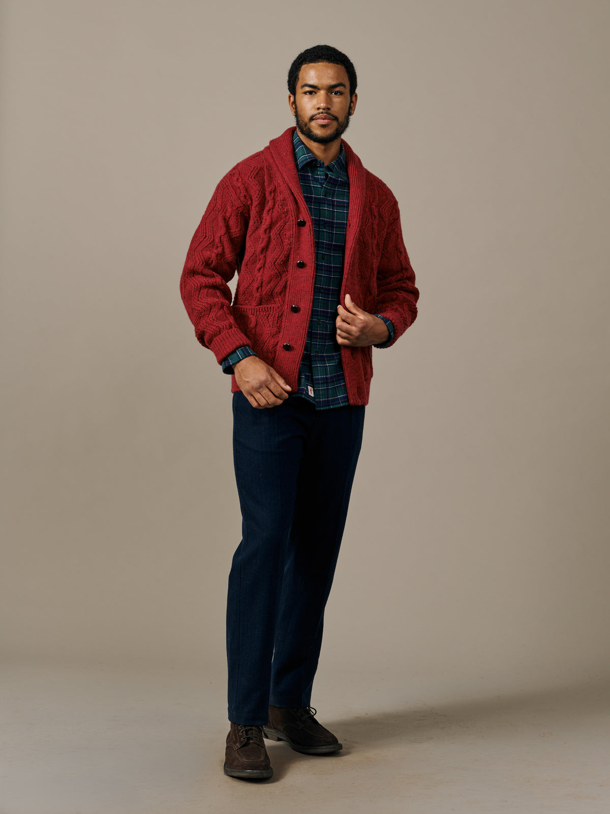 Aubin Red Clancy Shawl Collar Cardigan | Cardigan