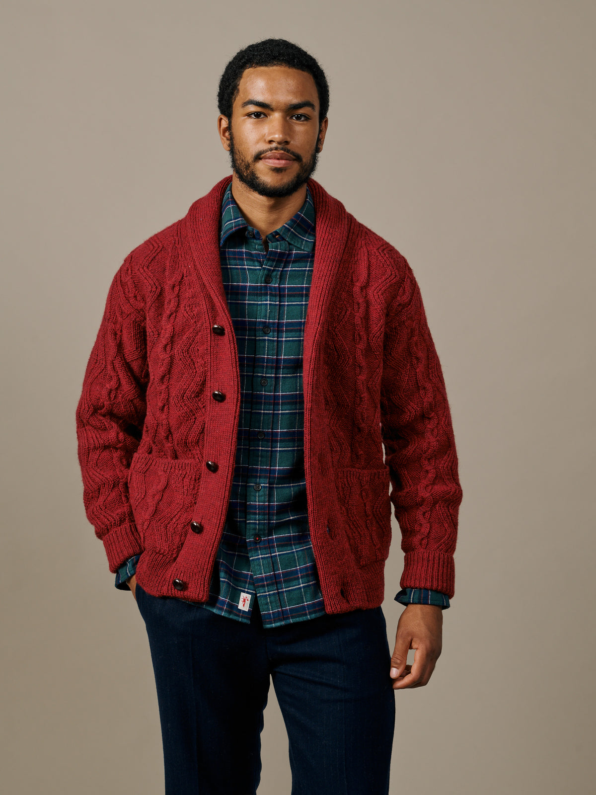 Aubin Red Clancy Shawl Collar Cardigan | Cardigan