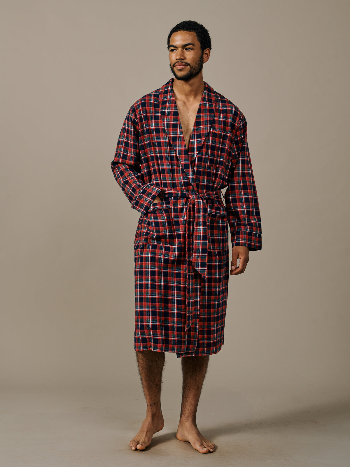 Aubin Small Red Check Rupert Flannel Dressing Gown | Dressing Gown