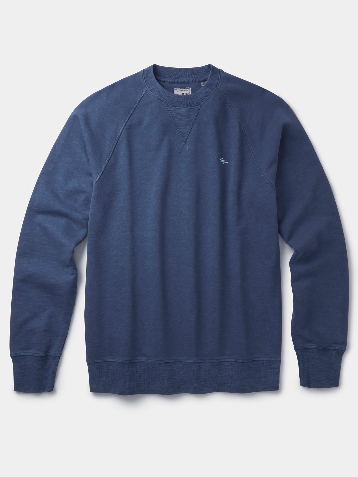 Aubin Washed Blue Garsdale Slub Crew | Crew Neck
