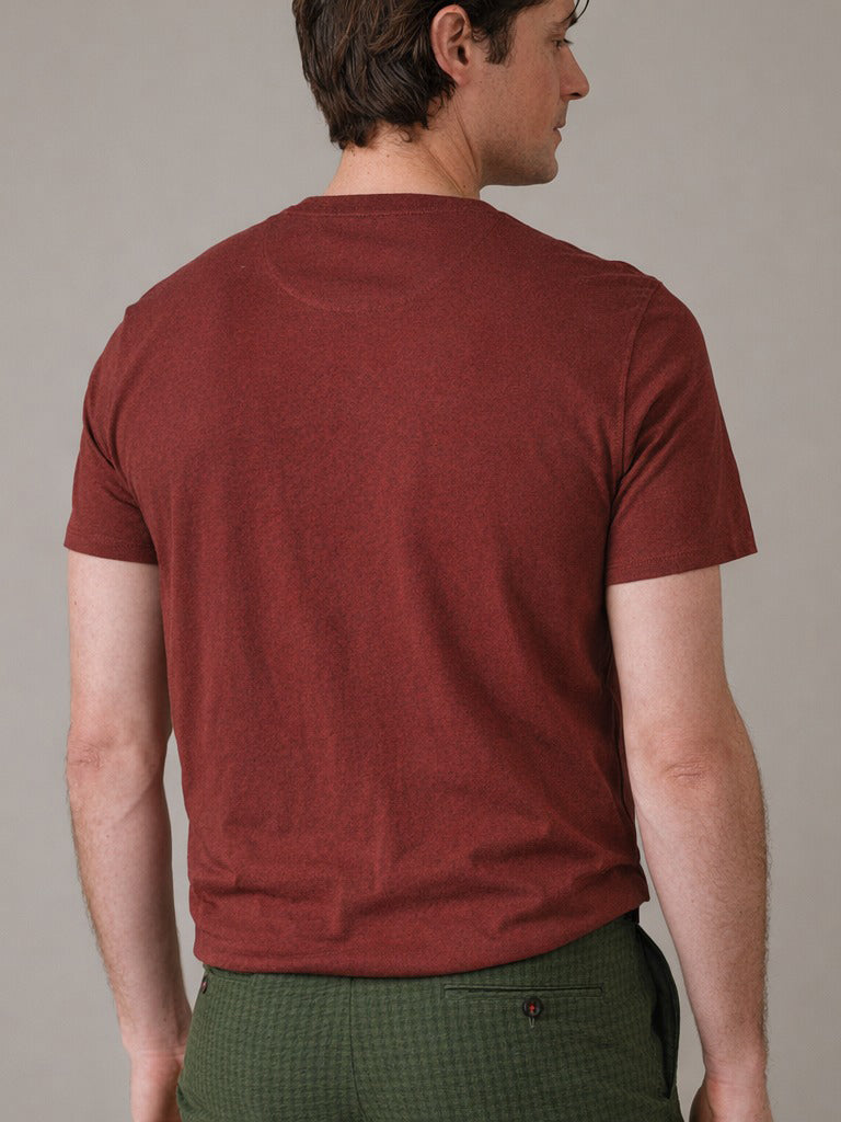 Aubin Aldam Cotton Linen T-Shirt in Rust, back view