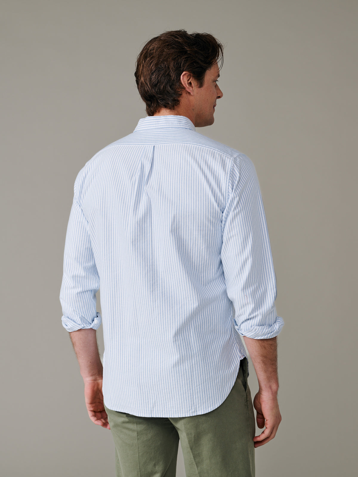Aubin Blue White Stripe Aldridge Oxford Button Down Shirt | Oxford Shirt