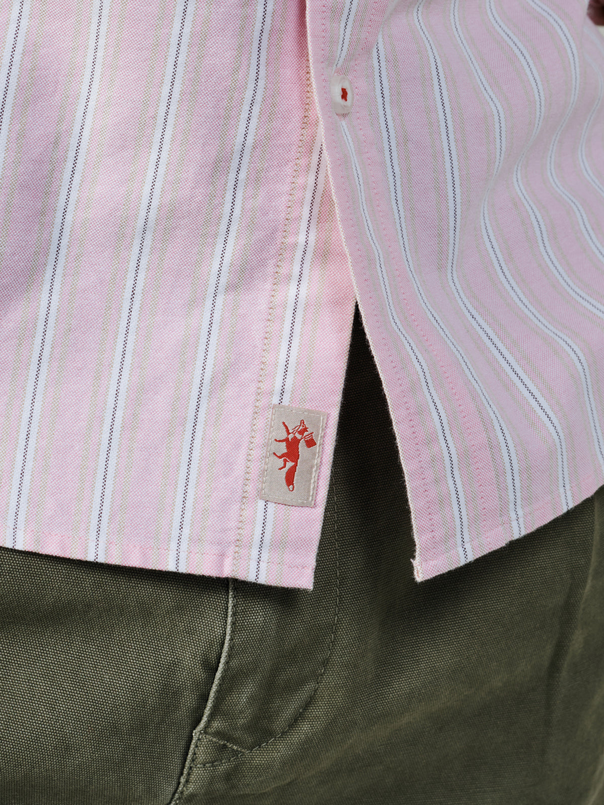 Aubin Pink Shadow Stripe Aldridge Oxford Button Down Shirt | Oxford Shirt