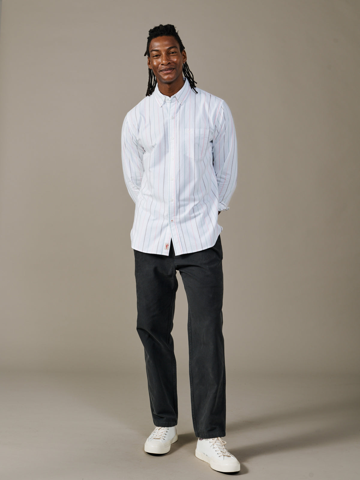 Aubin Bright Multi Stripe Aldridge Oxford Button Down Shirt | Oxford Shirt