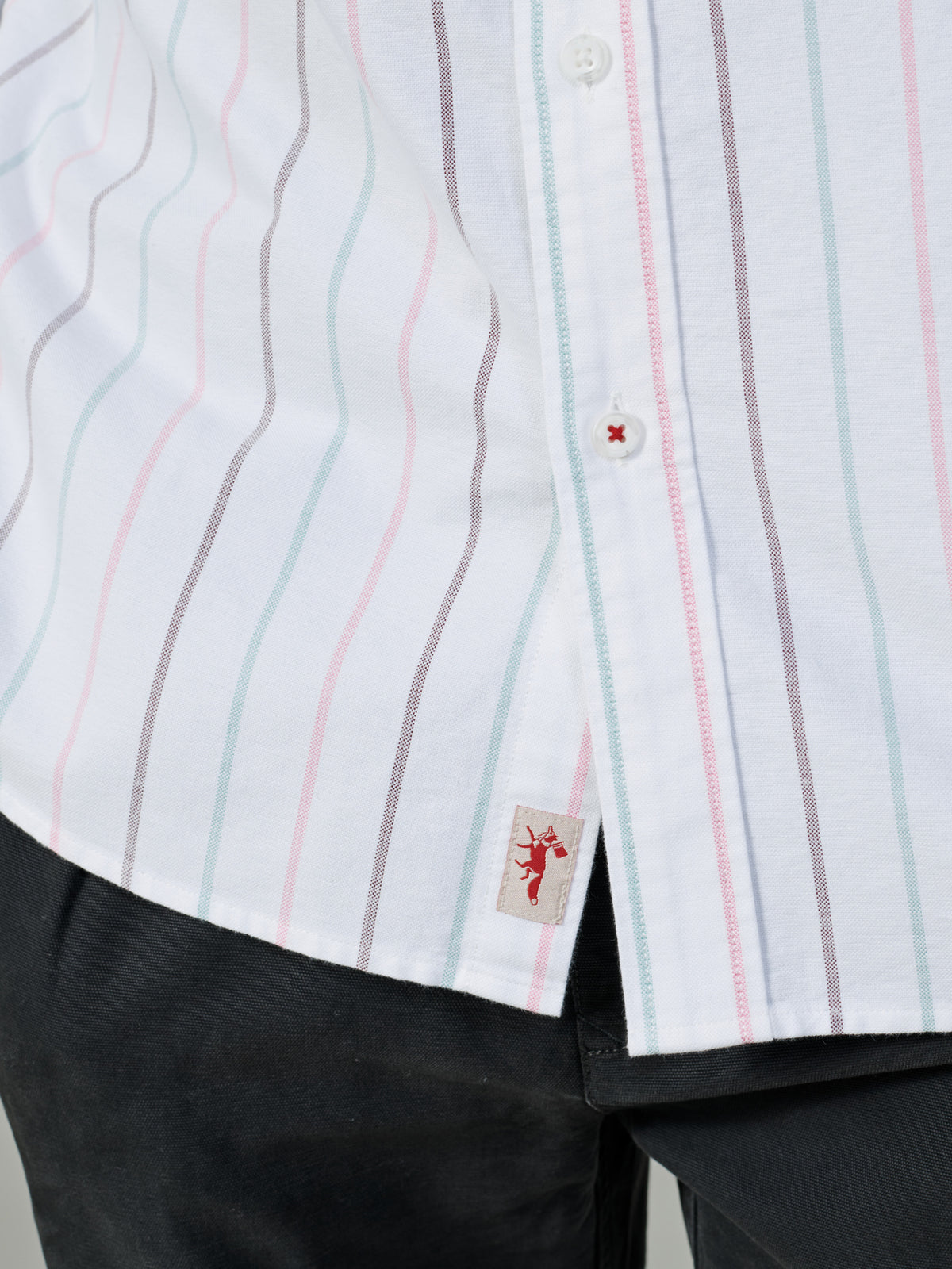 Aubin Bright Multi Stripe Aldridge Oxford Button Down Shirt | Oxford Shirt