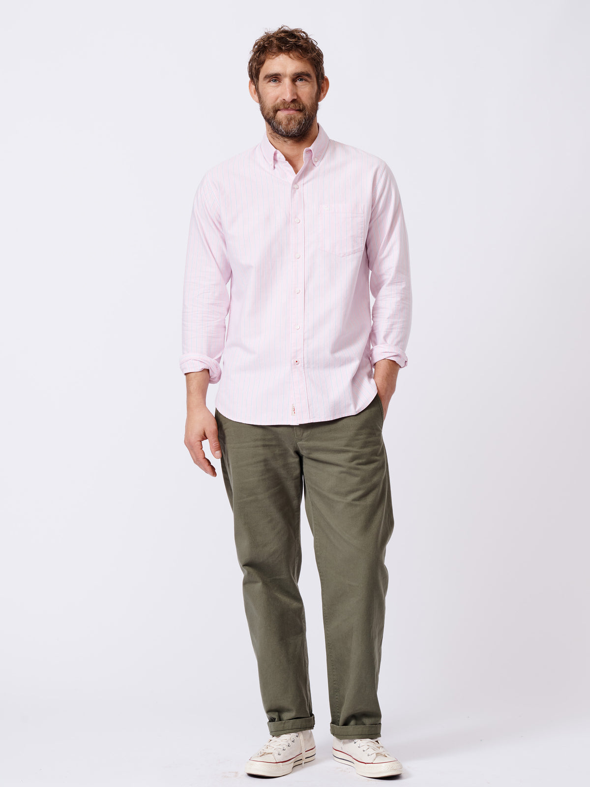 Aubin Pink Stripe Aldridge Oxford Button Down Shirt | Oxford Shirt