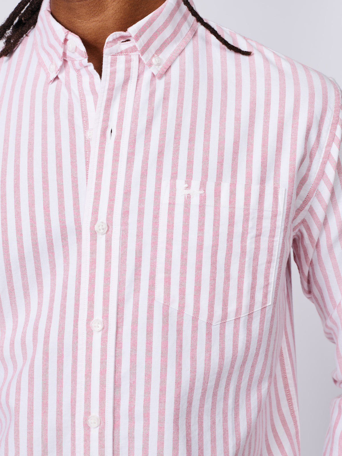Aubin Bright Pink Stripe Aldridge Oxford Button Down Shirt | Oxford Shirt