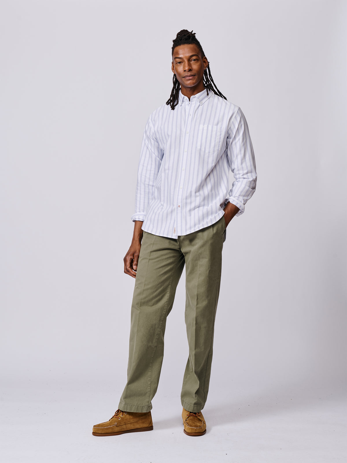 Aubin Lilac Stripe Aldridge Oxford Button Down Shirt | Oxford Shirt