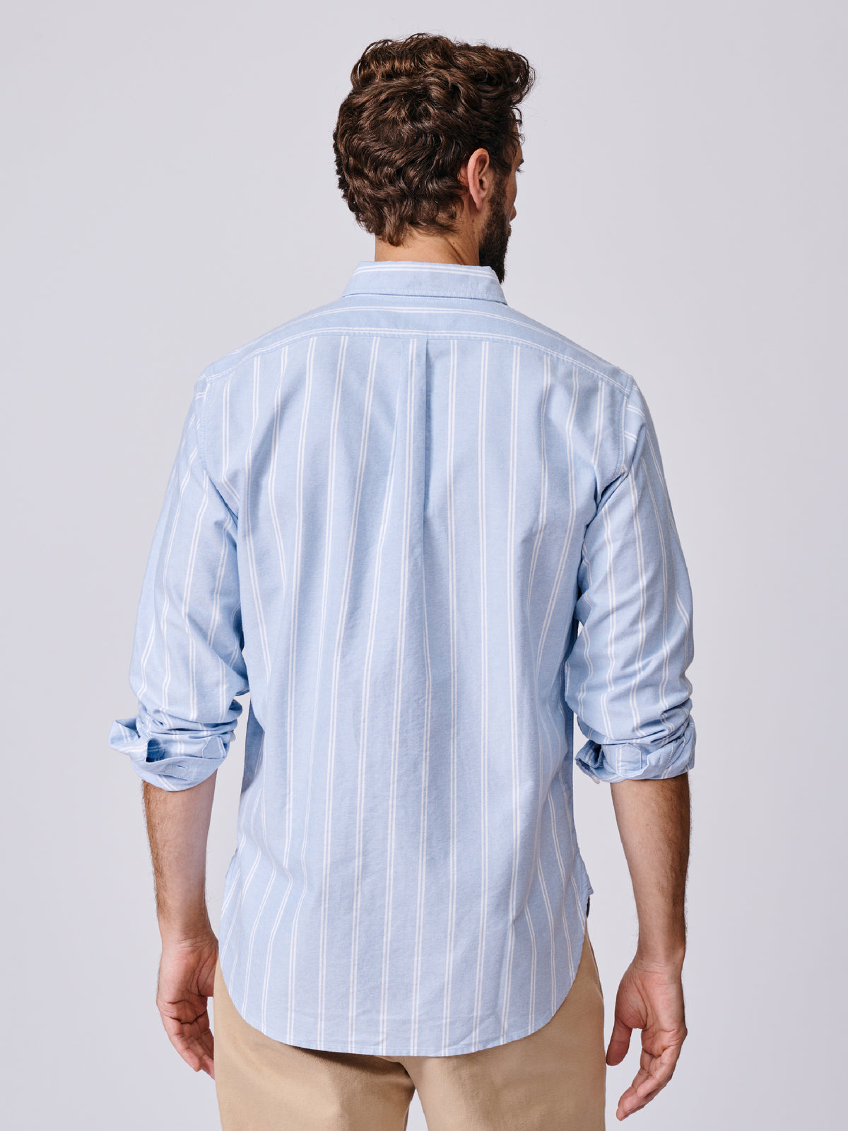 Aubin Blue Irregular Stripe Aldridge Oxford Button Down Shirt | Oxford Shirt