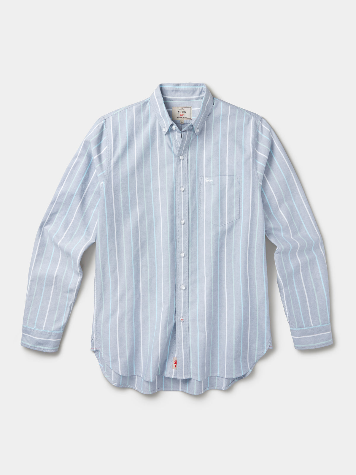 Aubin Blue Multi Stripe Aldridge Oxford Button Down Shirt | Oxford Shirt