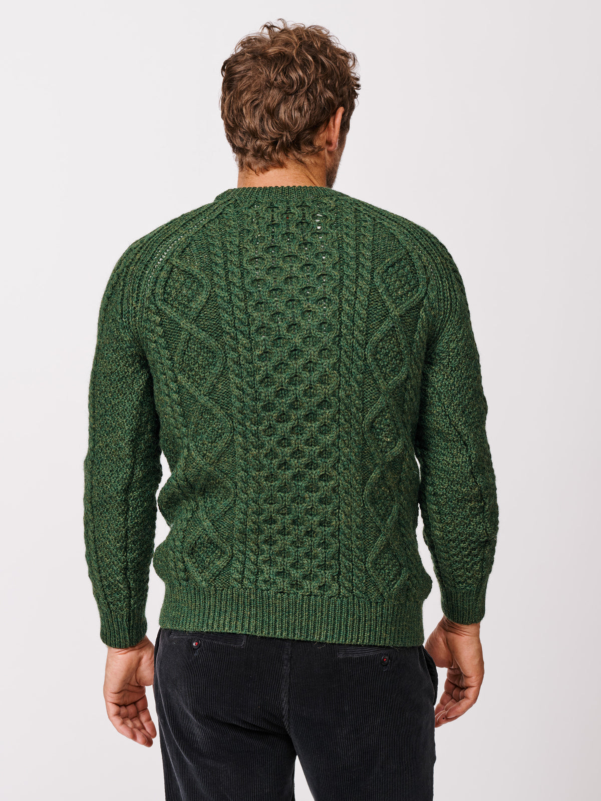 Aubin Khaki Aran Jumper | Crew Neck