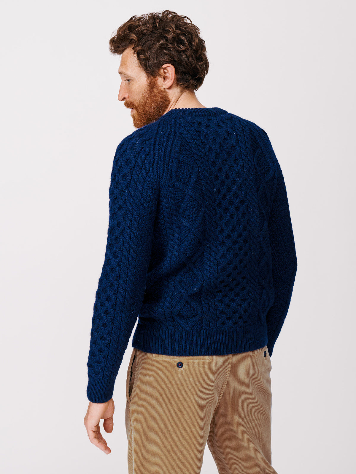 Aubin Navy Aran Jumper | Crew Neck