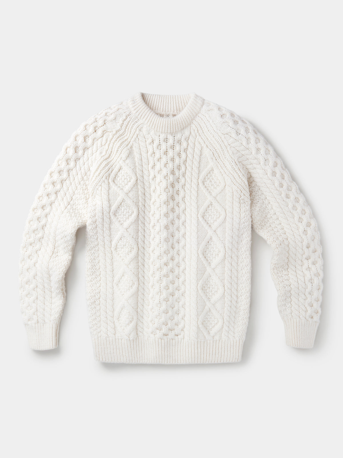 Aubin Ecru Aran Jumper | Crew Neck